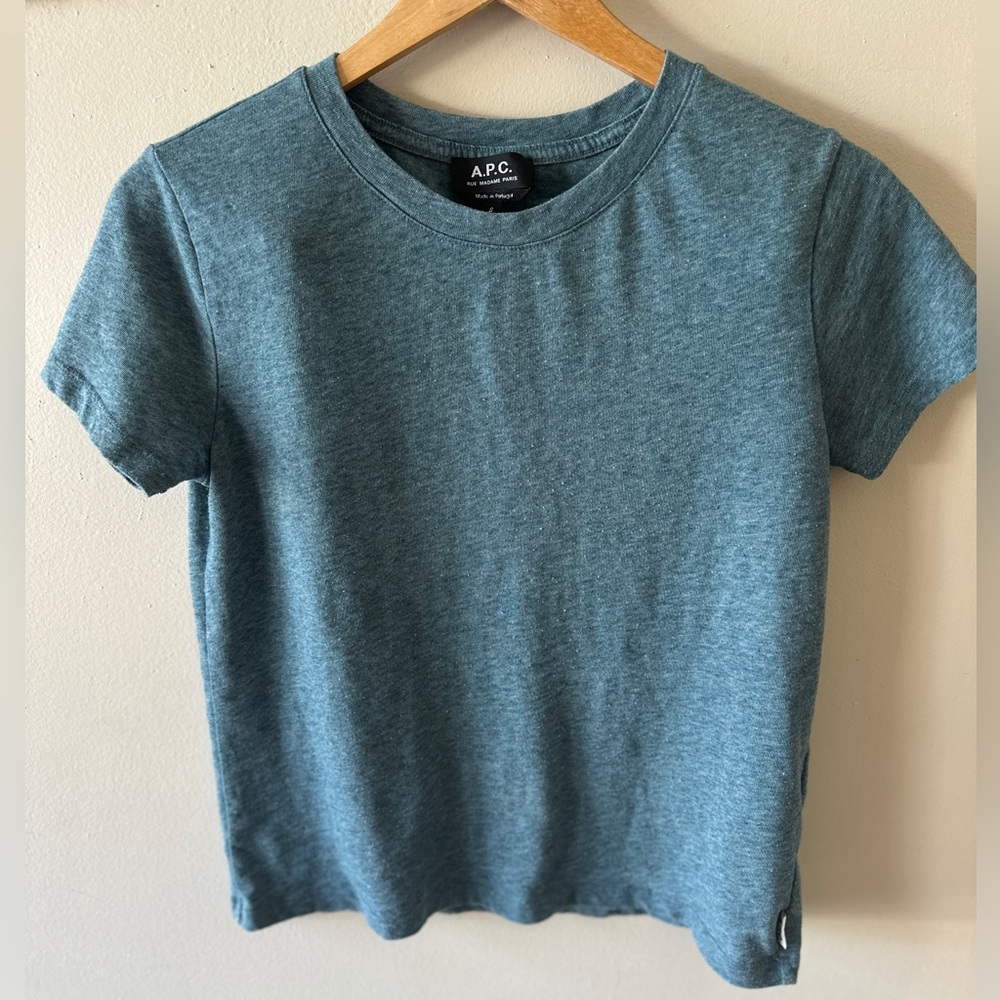 A.P.C. Heather Blue Women’s Size Small Short Sleeve T-Shirt